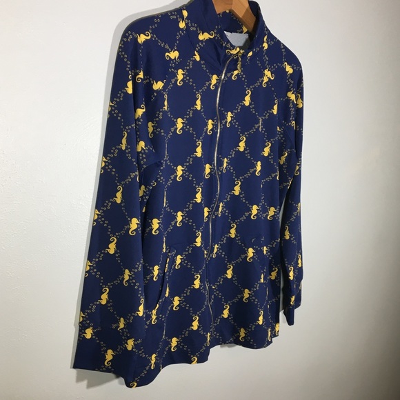 Seahorse Novelty Print Jacket Navy Gold UPF 50 - L - Picture 6 of 16